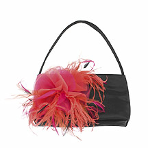 Debut Red Black satin flower and feather bag
