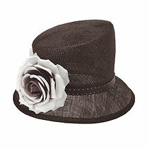 Debut Red Chocolate rose trim asymmetric hat
