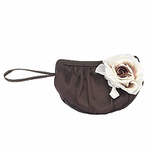 Debut Red Chocolate satin bag with corsage