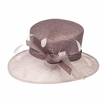 Dusky pink asymmetric feather and coil trim hat