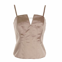 Gold satin bustier with diamante trim