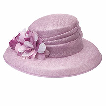 Lilac feather trim hat