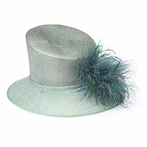 Mint feather trim asymmetric hat