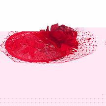 Red netted rose saucer hair piece