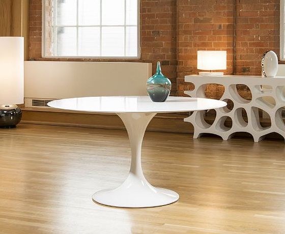 Deco Designer Modern Round Tulip Dining Table White Gloss 1.2mtr Dia New