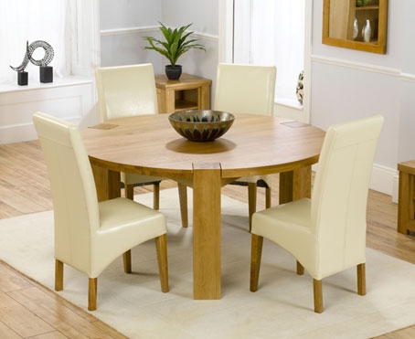 Oak Large Round Dining Table - 150cm and 4