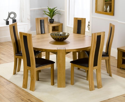 Oak Large Round Dining Table - 160cm and 6