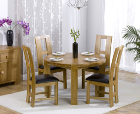 Oak Round Dining Table - 120cm and 4 John