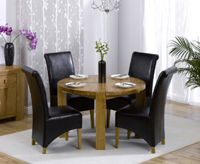 Oak Round Dining Table - 120cm and 4