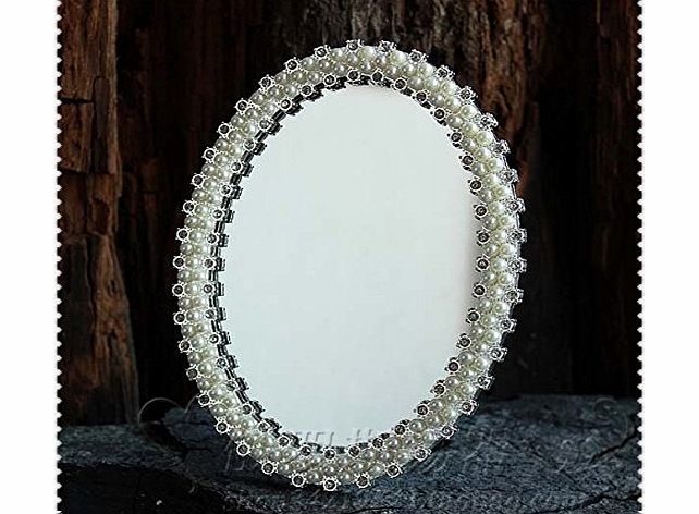 decoc European-style retro tin vanity mirror desktop mirror metal mirror oval mirror inlaid pearl beauty