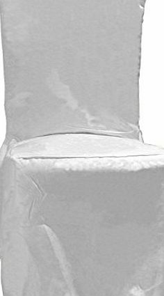 Decor Essentials DINING CHAIR COVERS PLAIN WITH PLEATS IN 3 COLORS (White)