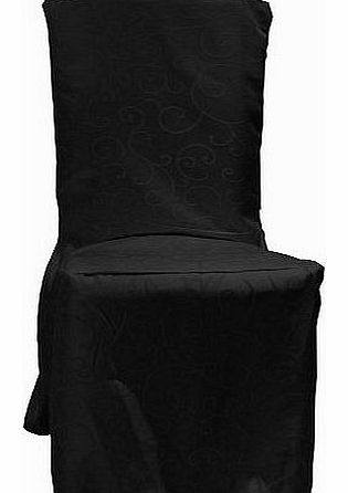 1 Damask Dining Chair Cover - Black - Free Delivery (Black)