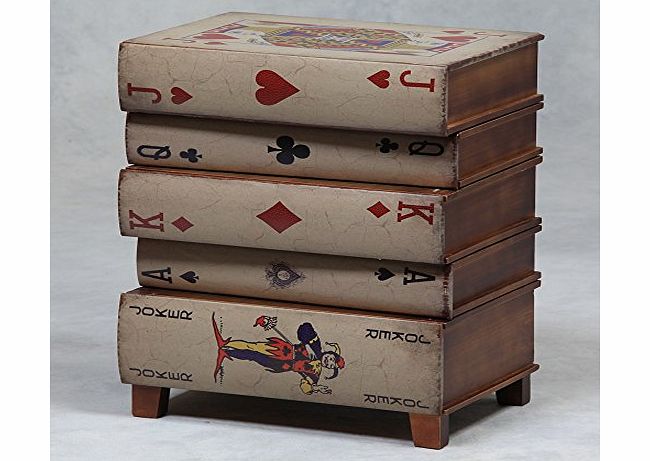 Decorum Designs Ltd Antique Retro Style Mock Leather Stacked Books Playing Card Storage Office Side Table