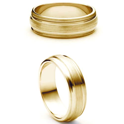 6mm Medium Flat Court Dedique Wedding Band Ring In 18 Ct Yellow Gold