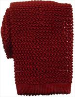 Deep Red Silk Knitted Tie by KJ Beckett