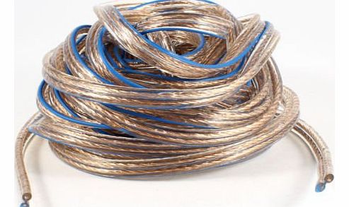TM766 - High Quality PRO Oxygen Free Speaker Cable - Clear Copper Wire with Blue Line. 10 Meter Roll. Ideal for Car and Home Hi Fi, including Surround Sound Cinema System