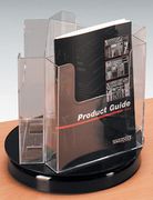 Deflecto Revolving Leaflet Holder Carousel 3 x A5 Pockets Clear Ref 76901