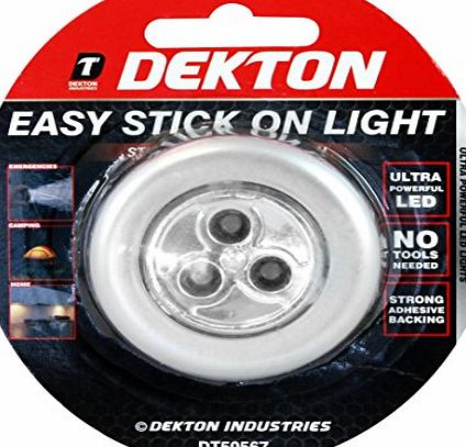DEKTON 3 led lights Self Adhesive Easy Stick Battery Push on off lights Stick N Click Emergency Shed Cupboard Camping