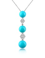 Diamond and Three-stone Drop Pendant Necklace