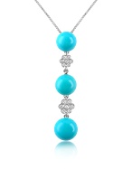 Diamond and Three-stone Drop Pendant Necklace