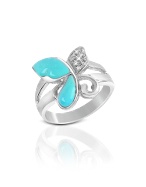 Diamond and Turquoise Butterfly 18K Gold Ring