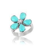 Del Gatto Diamond and Turquoise Flower 18K Gold Ring