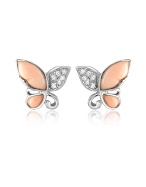 Del Gatto Diamond Gemstone Butterfly 18K Gold Earrings