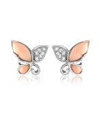 Diamond Gemstone Butterfly 18K Gold Earrings