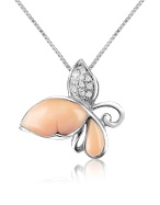 Del Gatto Diamond Gemstone Butterfly 18K Gold Pendant Necklace