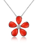 Diamond Gemstone Flower 18K Gold Pendant Necklace