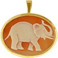 Elephant Carnelian Cameo Pendant / Pin
