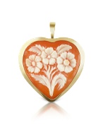 Floral Heart Cornelian Cameo Pendant/Pin