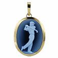 Golfer Agate Cameo Pendant