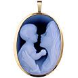 Loving Mother Agate Cameo Pendant / Pin