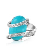 Turquoise Diamond Channel 18K Gold Ring
