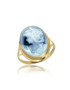 Woman Agate Cameo 18K Gold Ring