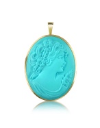 Del Gatto Woman Turquoise Paste Cameo Pendant/Pin