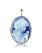 Woman with Flowers Agate Cameo Pendant/Pin