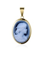 Young Woman Agate Stone Cameo Pendant