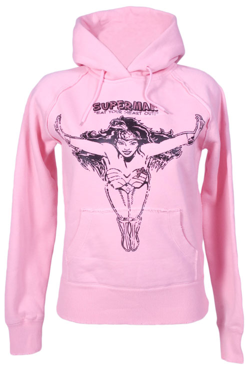 Delicious Couture Pink Superman Eat Your Heart Out Ladies Hoodie