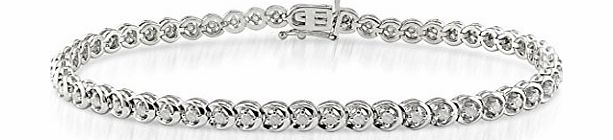 Delmar UK Sterling Silver 1 CT TDW Diamond Tennis Bracelet (G-H, I3)