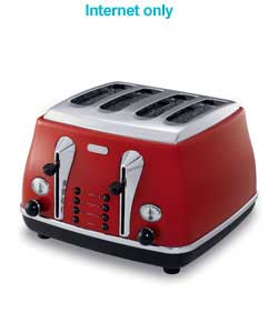 delonghi Icona 4 Slice Toaster - Red