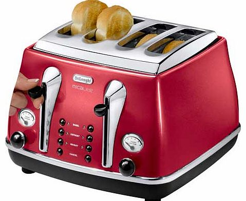 De`Longhi Micalite 4 Slice Toaster - Red