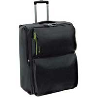 Delsey Luggage Cocon 64cm Expandable Trolley Case Black and Chartreuse Green