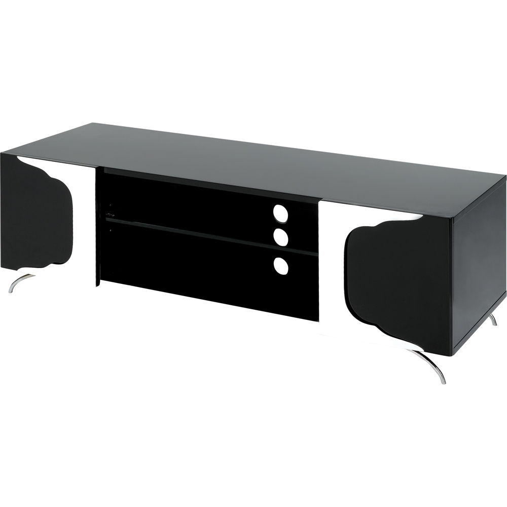 Black Low Sideboard - white handles