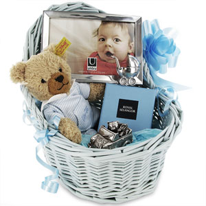 Deluxe Baby Boy Blue Gift Basket
