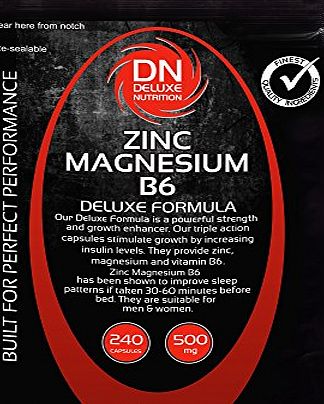 Deluxe Nutrition 500mg ZMA Deluxe Formula Capsules - Pack of 240
