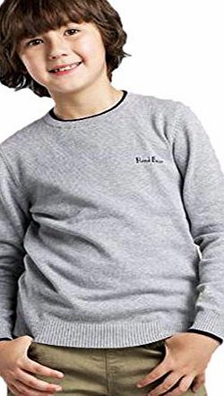 Demarkt Boys Children Round Neck Tops Long Sleeves Sweater Plain School Jumper Knitwear Grey Age 4-5