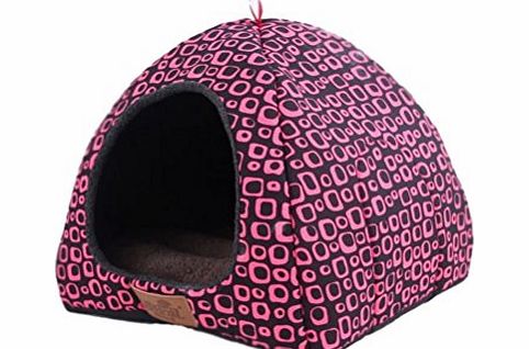 Demarkt Cute Pet Cat Dog House Hot Pink Grids Soft Sponge Cave Bed With Plush Pad/Cushion Size L