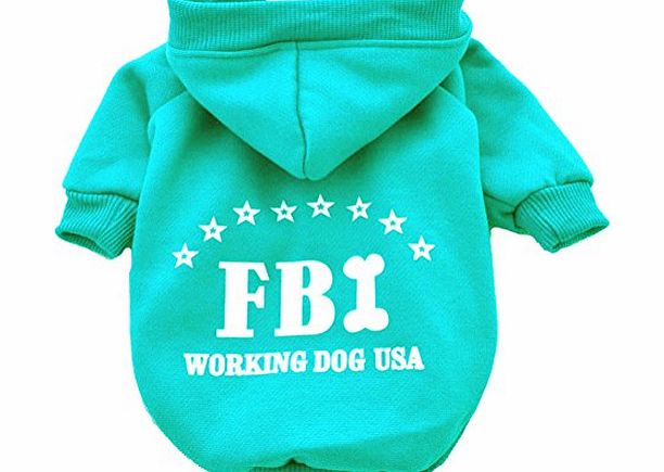 Demarkt Fashion Blue FBI Dog Cat Puppy Fleece Hoodie Costume Clothes Pet Apparel Superdog Dress Up Pet Supplies Size Small